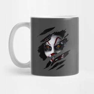 Scary Clown Shirt for Halloween Shirt tear illusion Mug